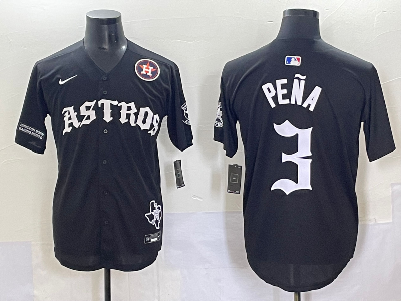 Men Houston Astros #3 Pena Black Five generations Joint Name Nike MLB 2025 Jersey style 8